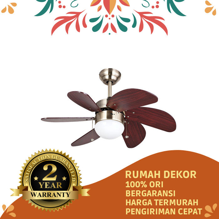 LAMPU KIPAS ANGIN GANTUNG PLAFON MT. EDMA 30IN PILOT, KIPAS LAMPU E27